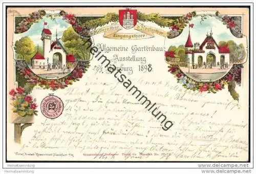 Gruss aus Hamburg - Allgemeine Gartenbau-Ausstellung 1897 - Officielle Ausstellungs-Postkarte Nr. 8