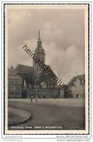 Naumburg an der Saale - Markt mit Wenzelskirche - Foto-AK 40er Jahre