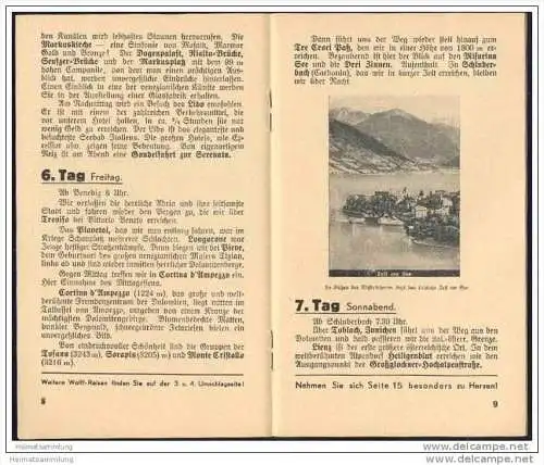 Wolffs Reisebüro Leipzig 1938 - Gesellschaftsrundreise Dolomiten Venedig Gardasee Grossglockner - 16 Seiten