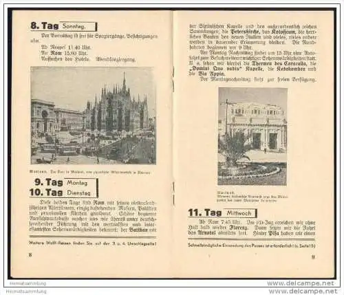 Wolffs Reisebüro Leipzig 1938 - Gesellschaftsrundreise Rom Neapel Capri - 16 Seiten mit 7 Abbildungen