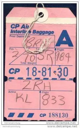 Baggage strap tag - CP Air Canadian Pacific Air Lines