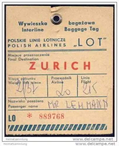 Baggage strap tag - LOT Polskie Linie Lotnicze