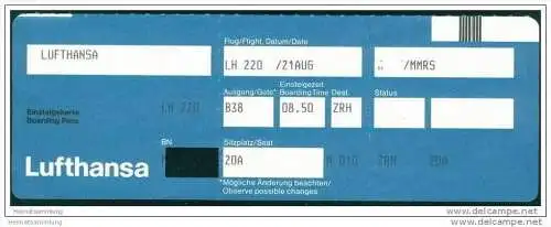 Boarding Pass - Lufthansa