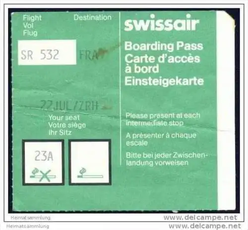Boarding Pass - Swissair