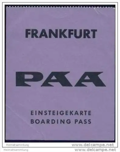 Boarding Pass - PAA - PAN AM