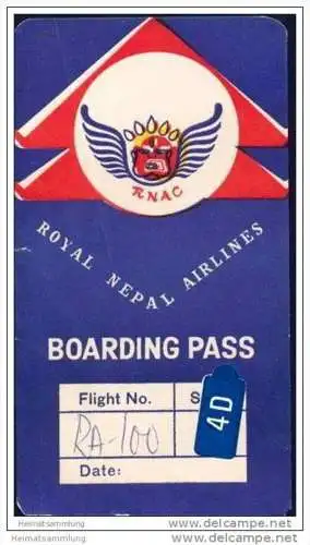 Boarding Pass - RNAC Royal Nepal Airlines