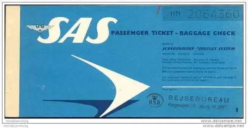 SAS - Scandinavian Airlines System 1965 - Copenhagen Zürich