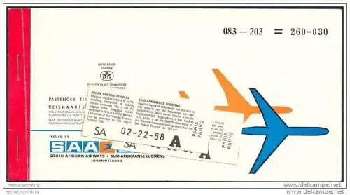 SAA SAL - South African Airways - Suid Afrikaanse Lugdiens 1974 - Johannisburg Paris Zurich