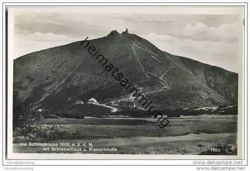 Schneekoppe - Schlesierhaus - Riesenbaude - Foto-AK 30er Jahre