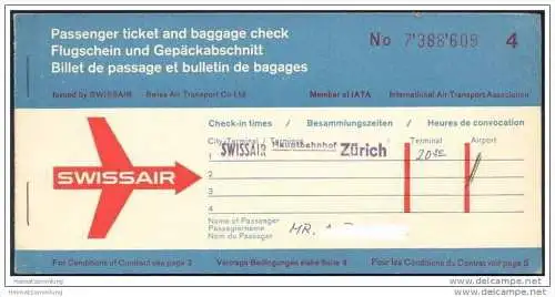 Swissair 1961 - Zurich London Edinburgh Zurich