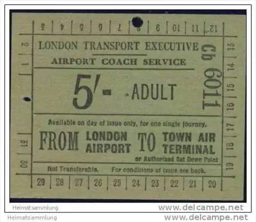 London Transport Executive - Airport Coach Service Ticket