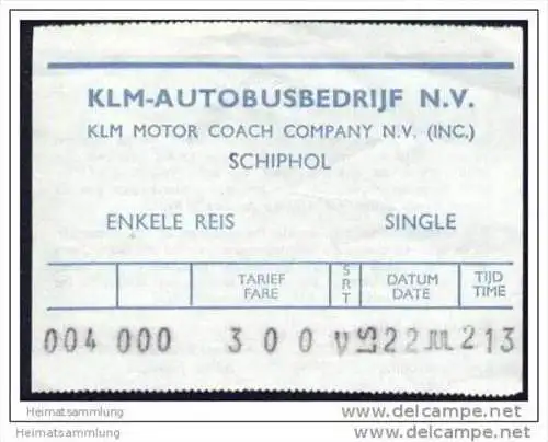 Flughafenzubringer-Ticket - KLM Autobusbedrijf N.V. - Schiphol