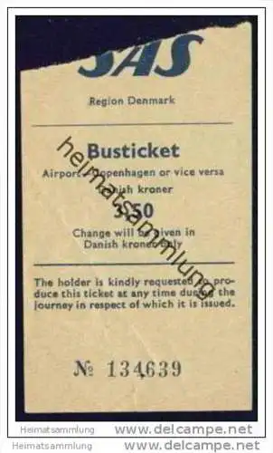 SAS Region Denmark - Busticket Airport-Copenhagen or vice versa