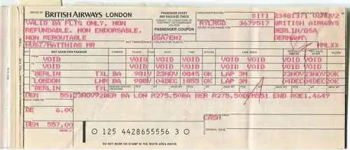 British Airways 1992 - Berlin London Berlin