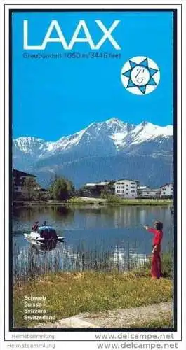 Laax 70er Jahre - Faltblatt mit 22 Abbildungen - Faltblatt Luftseilbahnen Skilifte Sesselbahnen Fahrplan und Preise