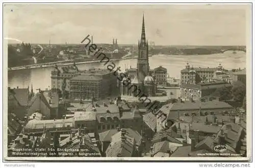 Stockholm - Utsikt fran Storkyrkans torn - Foto-AK gel. 1936