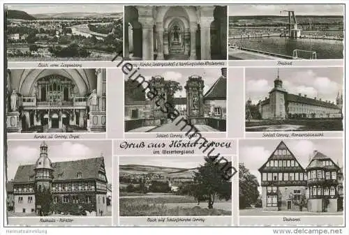 Höxter-Corvey - Freibad - Schloß - Foto-AK