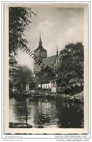 Seestadt Rostock - Nicolaikirche - Fischerbruch - Foto-AK