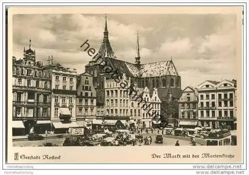 Seestadt Rostock - Markt - Marienkirche - Foto-AK
