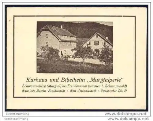 Schwarzenberg 30er Jahre - Kurhaus und Bibelheim Murgtalperle - Heimleitung Christian Wais und Albert Zutavern