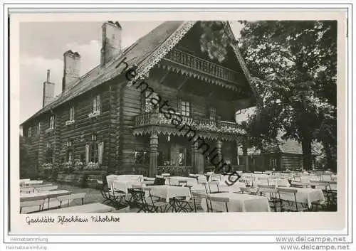 Berlin-Grunewald - Gaststätte 'Blockhaus Nikolskoe' - Foto-AK ca. 1950