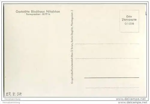 Berlin-Grunewald - Gaststätte &acute;Blockhaus Nikolskoe&acute; - Foto-AK ca. 1950