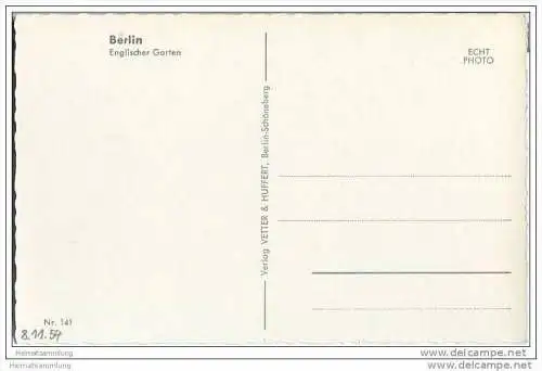 Berlin-Tiergarten - Englischer Garten - Foto-AK 50er Jahre