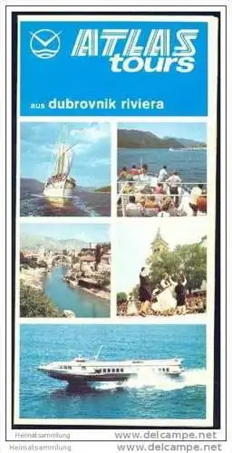 Kroatien 70er Jahre - Dubrovnik - Faltblatt mit 19 Abbildungen - M/S Ambasador - Rundfahrten - Faltblatt