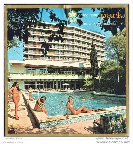 Kroatien 70er Jahre - Dubrovnik - Grand Hotel Park - Faltblatt mit 19 Abbildungen