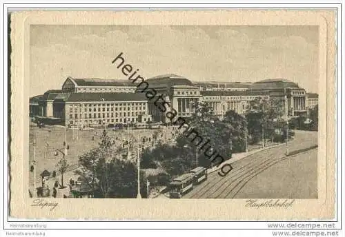 Leipzig - Hauptbahnhof - Strassenbahn - AK 20er Jahre