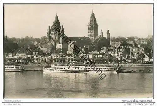Mainz - Rheinufer - Rheinschiff Frieden - Foto-AK