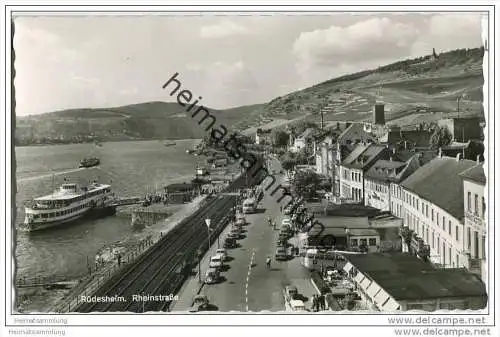 Rüdesheim - Rheinstrasse - Verkehr - Foto-AK