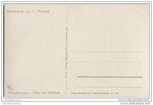 Oberammergau - Partie am Mühlbach - signiert V. Marschall