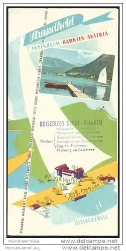 Ossiachersee - Strandhotel Annenheim - Faltblatt mit 10 Abbildungen - Illustrationen Leischner