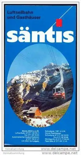 Säntis - Luftseilbahn und Gasthäuser - Faltblatt mit 10 Abbildungen - Panoramabild - Reliefkarte