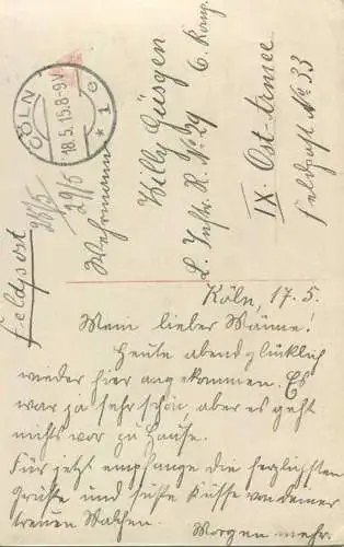 Im täglichen Gebet - Feldpost - gel. 1915