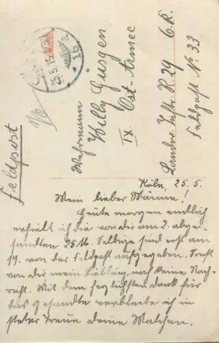 Im täglichen Gebet - Feldpost - gel. 1915