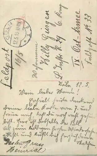 Im täglichen Gebet - Feldpost - gel. 1915