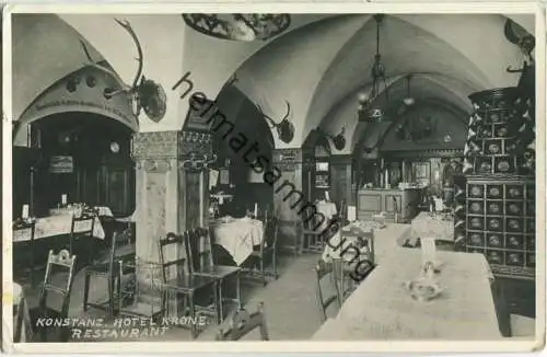 Konstanz - Hotel Krone Restaurant Innenansicht - Foto-Ansichtskarte - Verlag Th. Vogler Konstanz