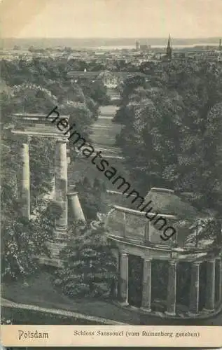 Potsdam - Schloss Sanssouci vom Ruinenberg gesehen - Verlag E. Steinbrück Wannsee-Berlin 1907