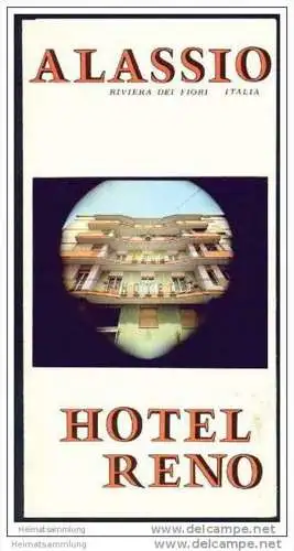 Alassio 70er Jahre - Hotel Reno - Faltblatt mit 7 Abbildungen