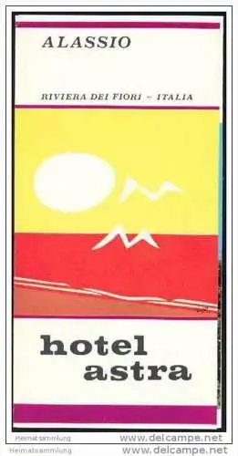Alassio 70er Jahre - Hotel Astra - Faltblatt mit 6 Abbildungen