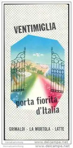 Ventimiglia 50er Jahre - Faltblatt mit 11 Abbildungen - Reliefkarte