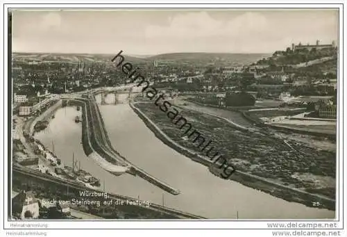 Würzburg - Blick vom Steinberg auf die Festung - Foto-AK