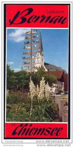 Bernau am Chiemsee 1959 - Faltblatt mit 9 Abbildungen - Reliefkarte Hans Oberbacher Scharzach