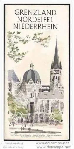 Grenzland Nordeifel Niederrhein 50er Jahre - Faltblatt mit 18 Abbildungen - Aquarelle und Federzeichnungen Hubert Berke