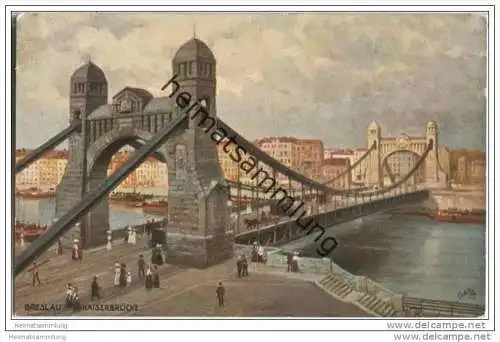 Breslau - Kaiserbrücke - signiert N. Beraud - Oilette