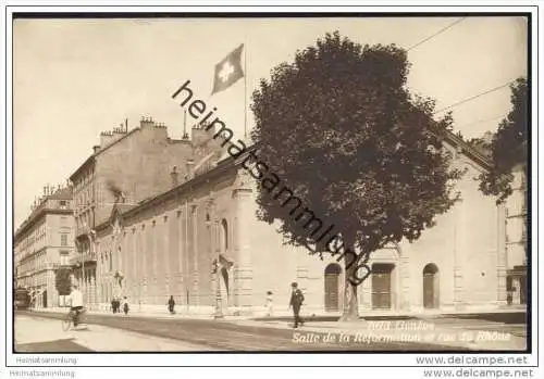Geneve - Salle de la Reformation et rue du Rhone ca. 1910