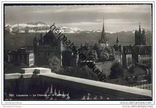 Lausanne - Le Chateau et la Cathedrale - Foto-AK