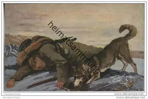 Wohlfahrts-Postkarte - Nr. 2 Verwundeter - Der Sanitätshund im Felde